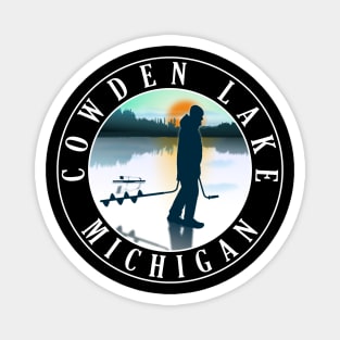 Cowden Lake Ice Fishing Michigan Sunset Magnet