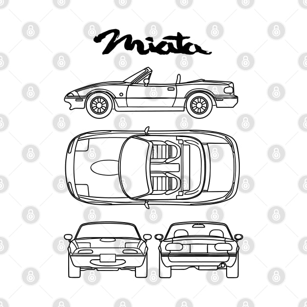 Miata NA MX-5 Blueprint Black - Mazda Miata by Industree Designs