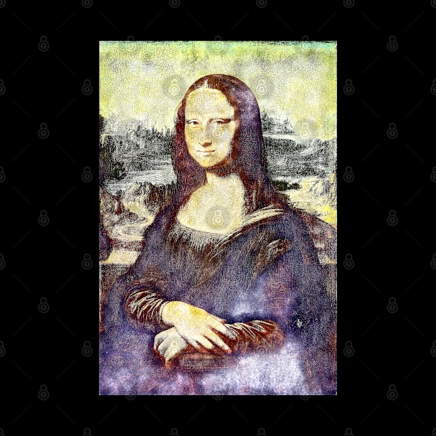 Mona Lisa Retouch Charcoal Sketch with Color by Aventi