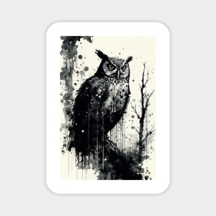 Owl Ink Painting Magnet