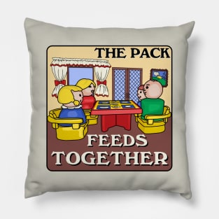 Little Round People The Pack Feeds Together Pillow