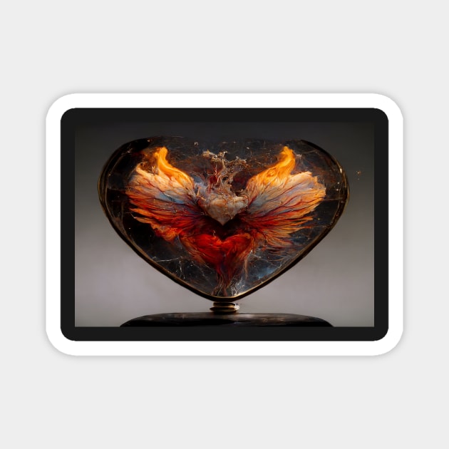 Flaming Heart Art  /  Flame Heart Unwind Designs Magnet by Unwind-Art-Work