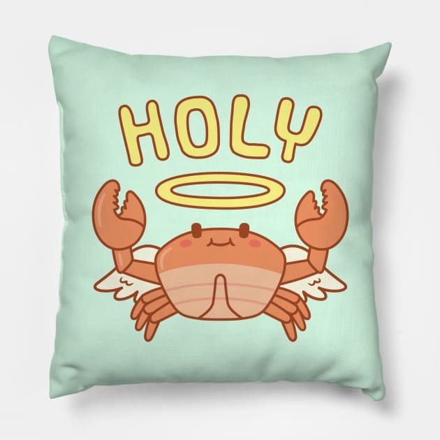 Cute Angel Wings Halo Holy Crab Pun Pillow by rustydoodle