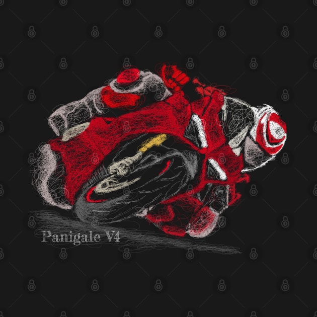 Panigale V4 Scribble Art by TwoLinerDesign