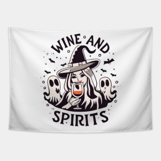 Wine and Spirits Halloween Witch Tapestry