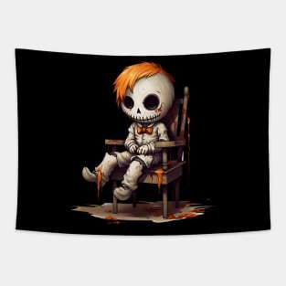 Scary Spooky Doll Halloween White Suit Creature Fun Tapestry