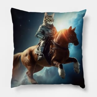 Tabby Cat Horse Rider Pillow