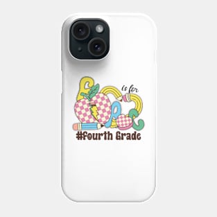 F Is For Fourth Grade Teacher Groovy Back to School Phone Case