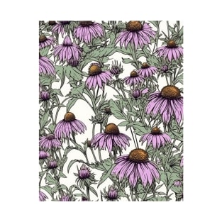 Purple Coneflower Flower Pattern - Wildflower Illustration T-Shirt