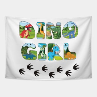 DINO GIRL - cute dinosaur shaped letters Tapestry