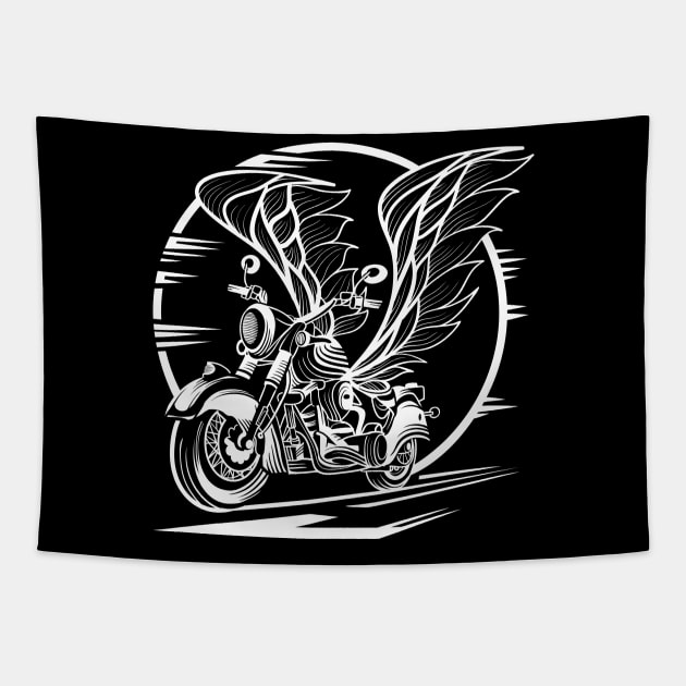 Flying motorcycle Tapestry by Kopirin