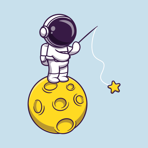 Astronaut Fishing Star On Moon Cartoon by Catalyst Labs