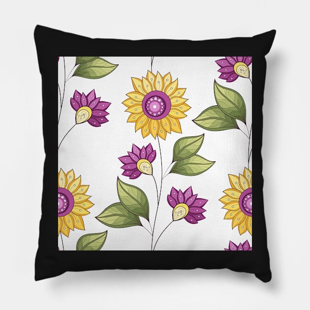 Spring Pattern with Floral Motifs Pillow by lissantee