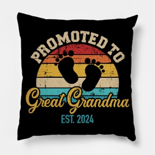 Promoted to great grandma 2024 vintage retro Pillow