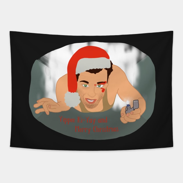 Die Hard Merry Christmas Tapestry by rachaelthegreat