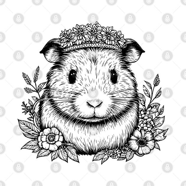 Guinea Pig or Hamster with Floral Crown by Tintedturtles