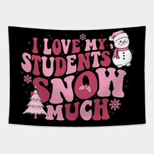 I Love My Students Snow Much Pink Christmas Teacher Women Tapestry
