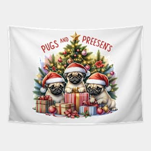 Pugs And Presents Tapestry