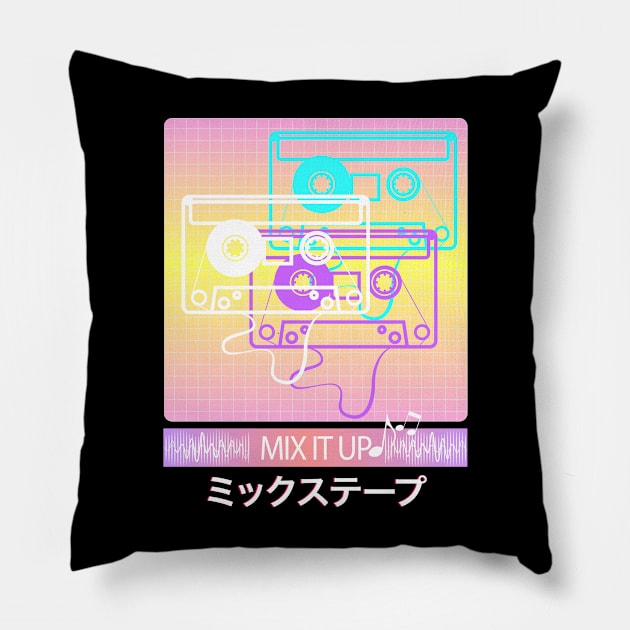 Mix Tape Vaporwave Aesthetic Retro Art - Japanese Otaku Pillow by Vaporwave