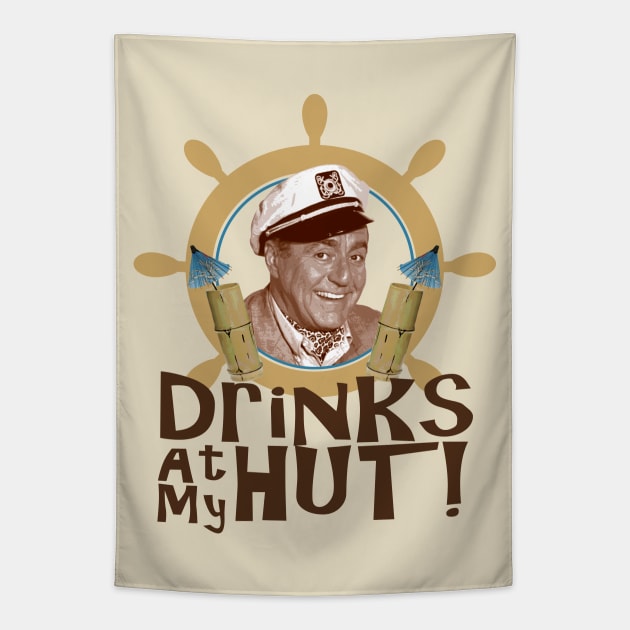 Drinks At My Hut! Tapestry by Alema Art