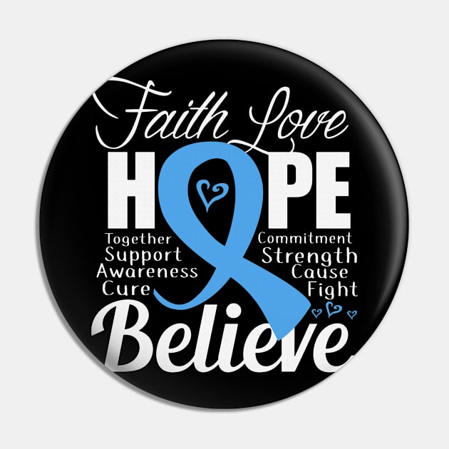 Faith Love Hope Support Awareness Cure Believe Trisomy 18 Awareness Light Blue Ribbon Warrior Pin by celsaclaudio506