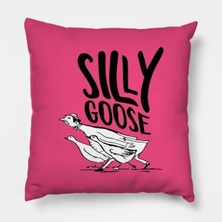 Silly Goose | Funny Saying With Black And White Words And Edward Lear Vintage Goose Illustration Pillow