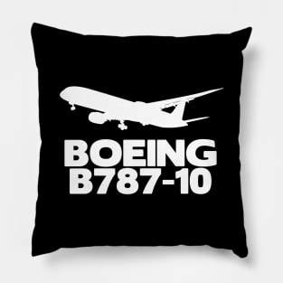 Boeing B787-10 Silhouette Print (White) Pillow