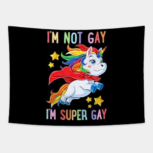 LGBTQ Unicorn Super Gay Pride LGBT Ally Flag Retro Tapestry