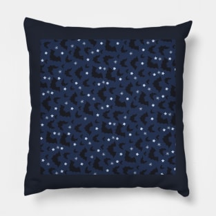 An black, blue creepy and eerie halloween bats pattern (halloween, witch, spooky, ghost, cat, cute, witchy, skeleton, creepy, halloween, goth, horror) Pillow