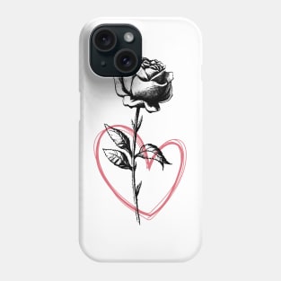 Tattoo  Rose Flower with Red Heart Phone Case