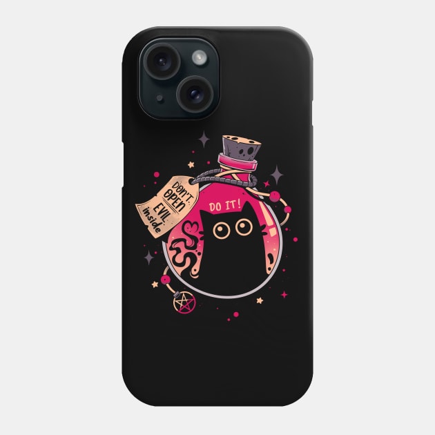 Bottled Menace - Evil Black Cat Phone Case by Snouleaf