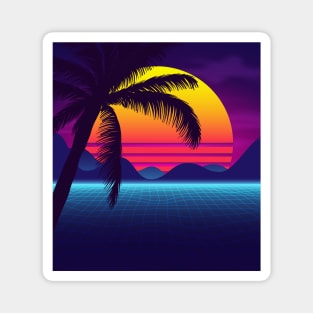 Classic Palm Tree Sunset Synthwave Magnet