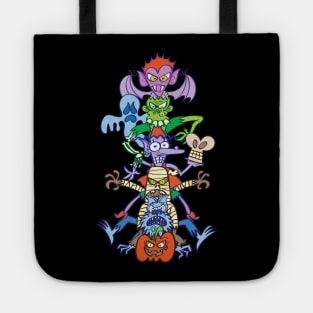 Terrifying totem formed by the most famous Halloween monsters Tote