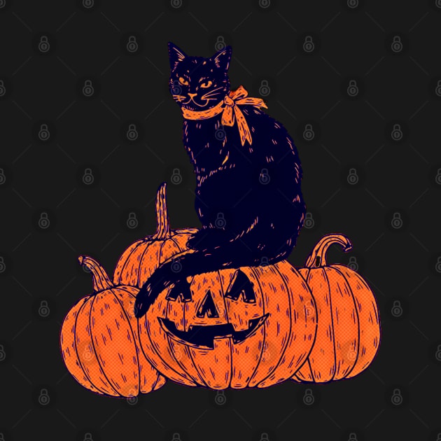 Black Cat And Pumpkins! by Black Cat Alley