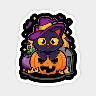 Cute Halloween Pumpkin Cat Magnet