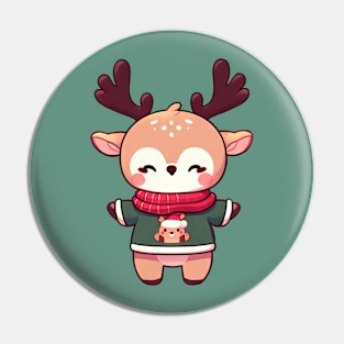 Happy Christmas Deer Pin