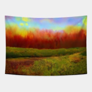 Artificial Intelligence Green Nature Art- Nature Sun Colored Art - AI Watercolor Tapestry