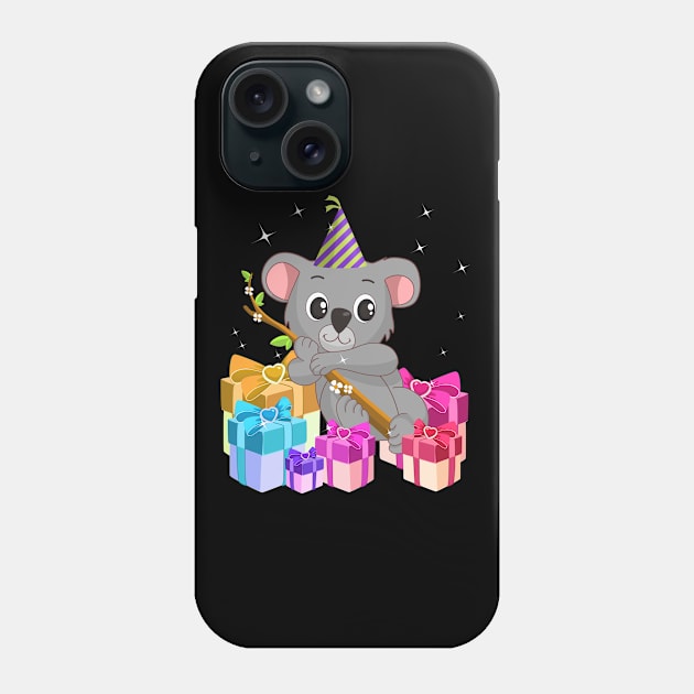 Koala Bear Hugging Tree With Birthday Hat Gift Idea Phone Case by TheBeardComic