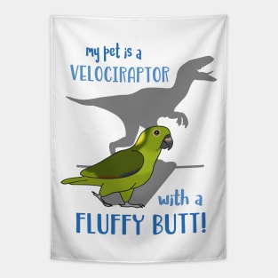 Velociraptor with a Fluffy Butt Yellow Naped Amazon Parrot Tapestry