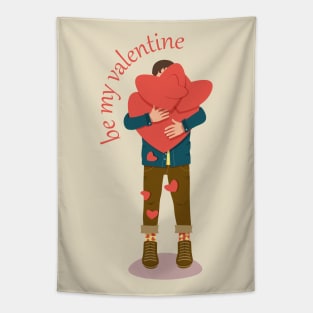 Be my valentine lettering big heart Tapestry