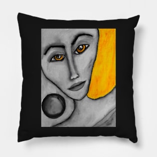 Grey Faced Girl Pillow