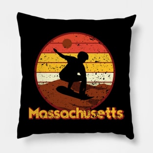 Sandboarding in Massachusetts Vintage Sunset Design Pillow