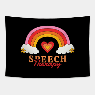 Speech Therapy - rainbow retro Tapestry