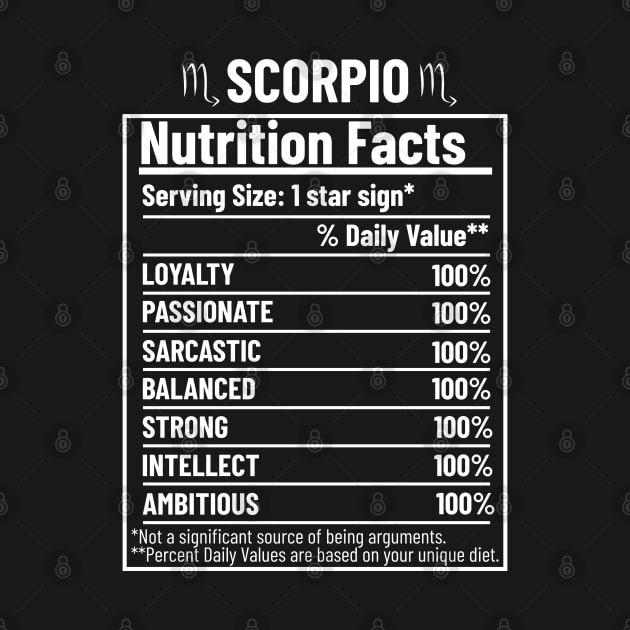 Scorpio Nutrition Facts Label by HobbyAndArt