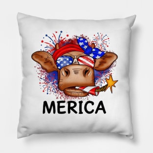 American Cow, America Messy Bun Heifer Merica Pillow