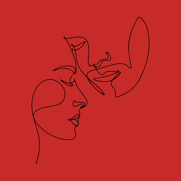 Couple face line art drawing by Charith