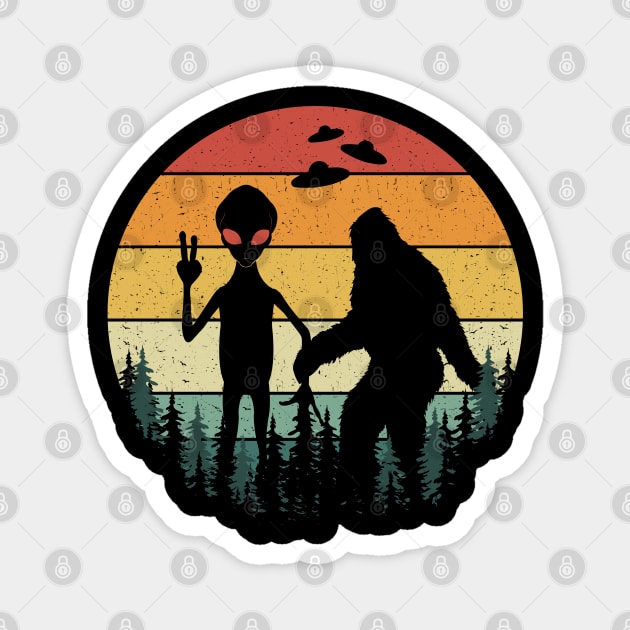 Bigfoot Alien Sunset Magnet by Tesszero