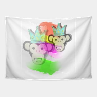 Monkey puts on a crown Tapestry