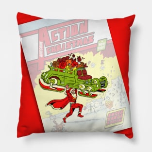 Super Santa Action Christmas Comic Pillow