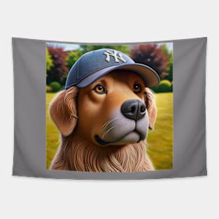 Dog with Baseball Cap Tapestry